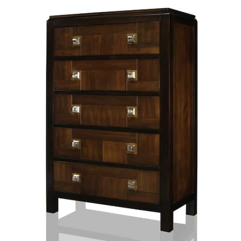 Furniture of America Zuza Rustic Brown Solid Wood 5-drawer Chest