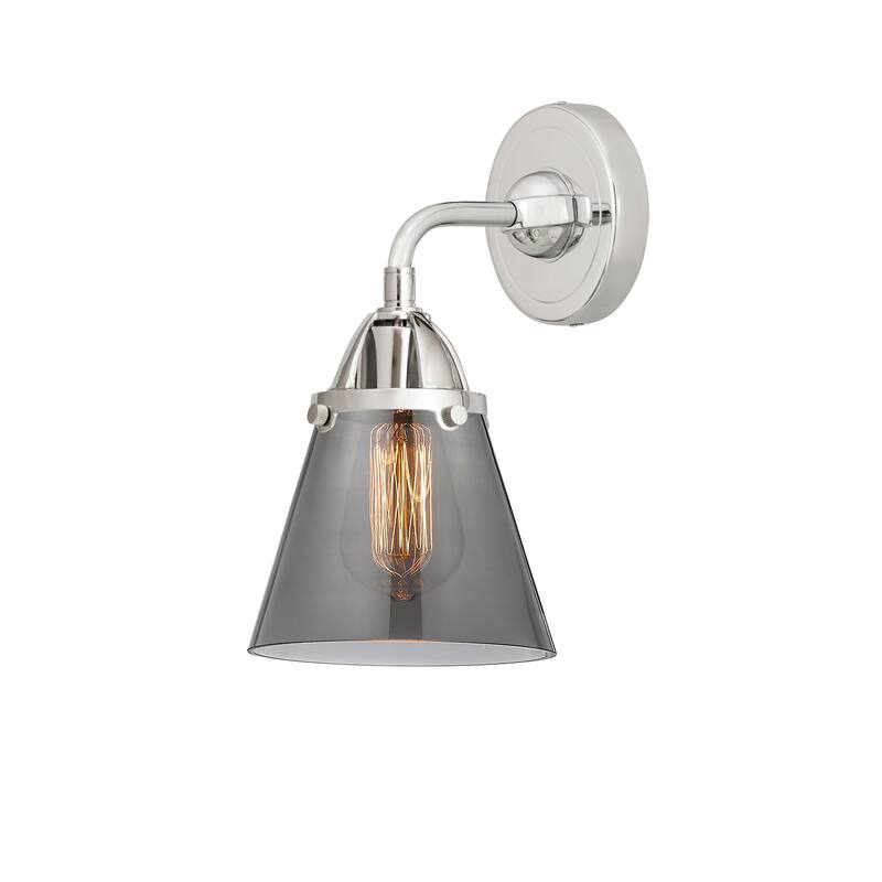 Innovations Lighting Nouveau 2 Cone - 1 Light 6" Sconce - Polished Chrome/Light Smoke