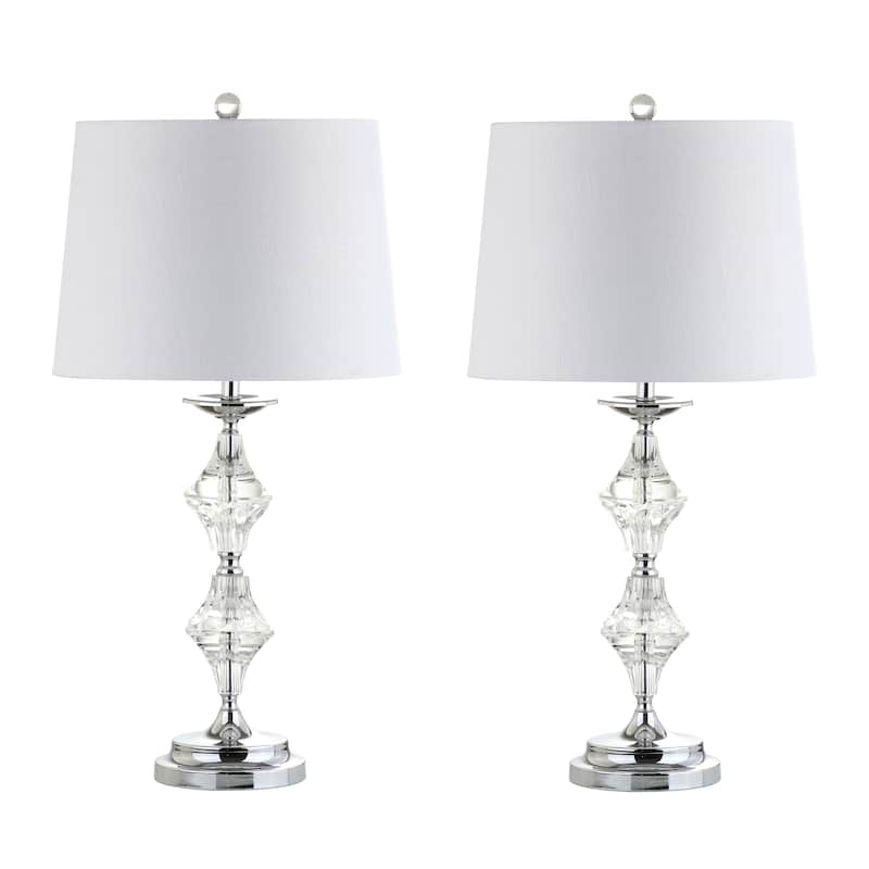 Chloe 27.5" Crystal LED Table Lamp, Clear/Chrome (Set of 2) by JONATHAN Y