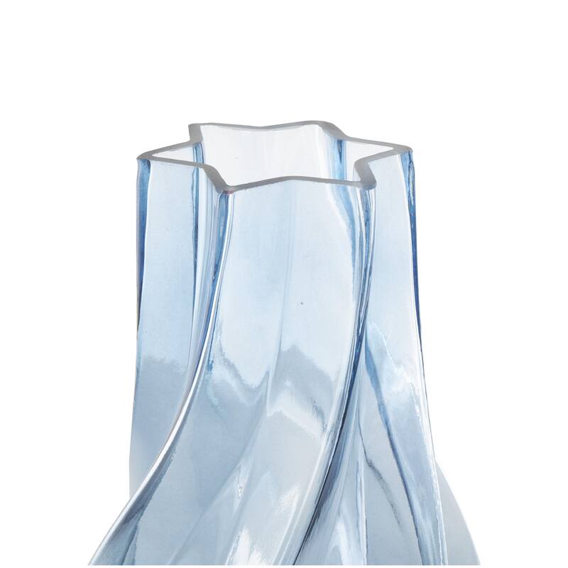 Glass Wavy Ombre Decorative Vase - Set of 2 Blue or Yellow - Roche River Decor