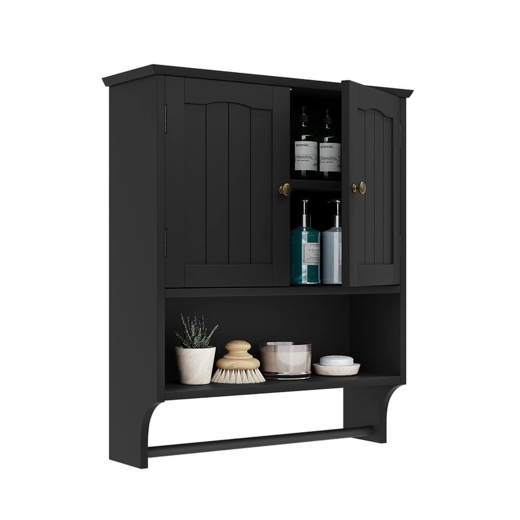 Bathroom Cabinet Wall Mounted with Towels, Bathroom Medicine Cabinet with 2 Door Adjustable Shelves, Over Toilet Cabinet