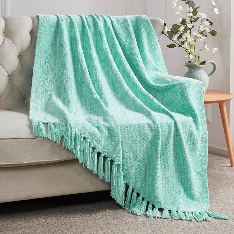 Crystal Chenille Knitted Throw - 50" x 60' - Island Paradise