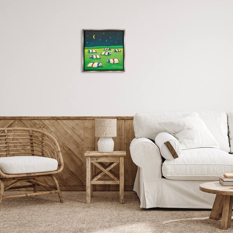 Stupell Pasture Cows Bedtime Framed Floater Canvas Wall Art Design By Roger Straub