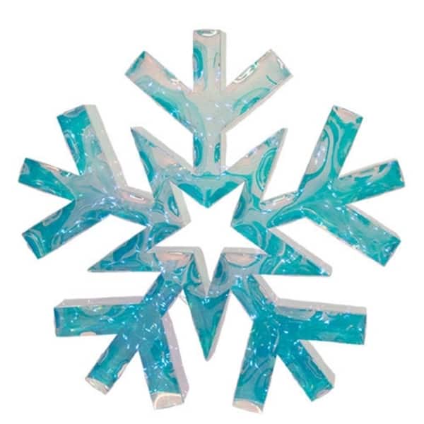 slide 1 of 1, USB LED Irridescent Snowflake with Multi-Function Remote and Dimmer On-Off Switch - 18” Dia x 2” Deep Blue