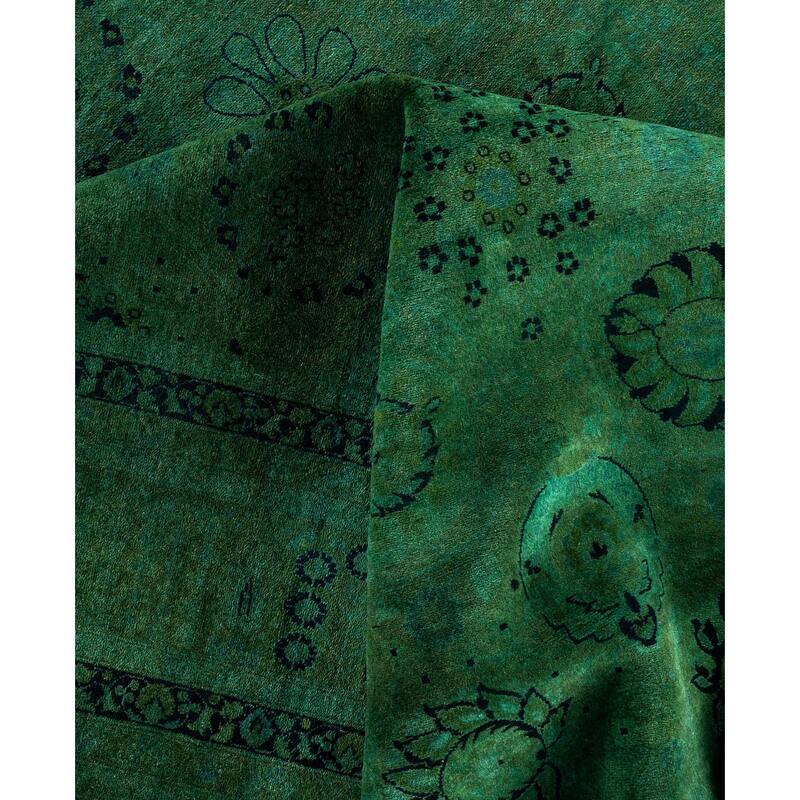 Overdyed One-of-a-Kind Hand-Knotted Area Rug - Green - 8' 2" x 14' 6"