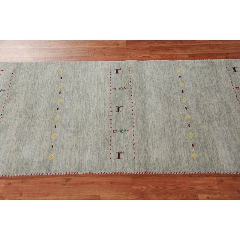 Hand Knotted Oriental 100% Wool Carpet Tribal Animal Pictorial Multi-Colored Gabbeh Area Rug - 5' 10'' X 2' 6''