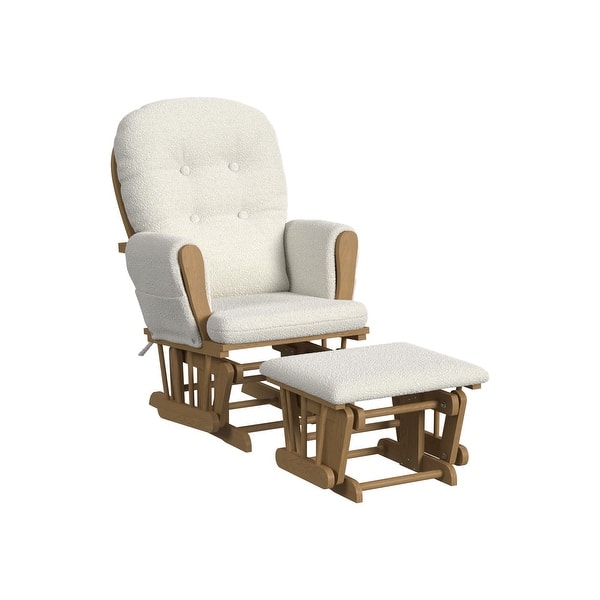 slide 2 of 5, Kennedy Classic Rocker with Ottoman, Vanilla Fabric