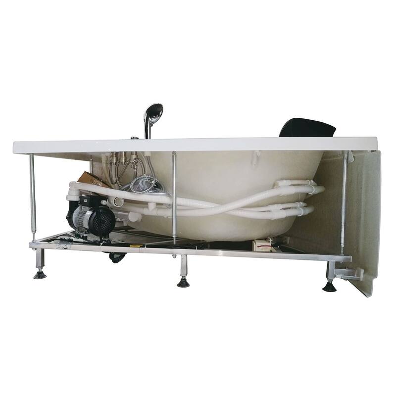 EAGO AM200 5-foot Rounded Modern Double-seat Corner Whirlpool Bathtub