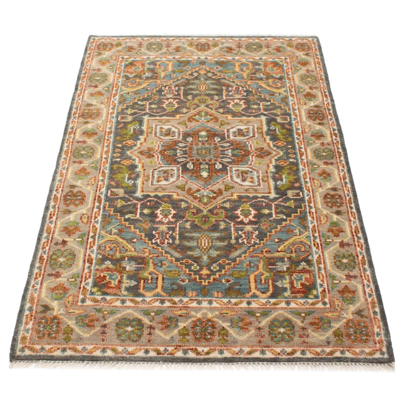 ECARPETGALLERY Hand-knotted Jules Serapi Dark Grey Wool Rug - 4'10 x 8'1