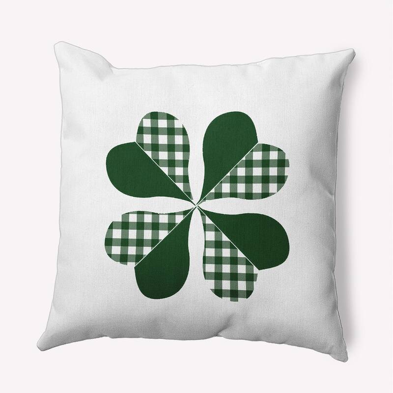 Checkered Clover Indoor/Outdoor Throw Pillow - Forest Green - 16" x 16"