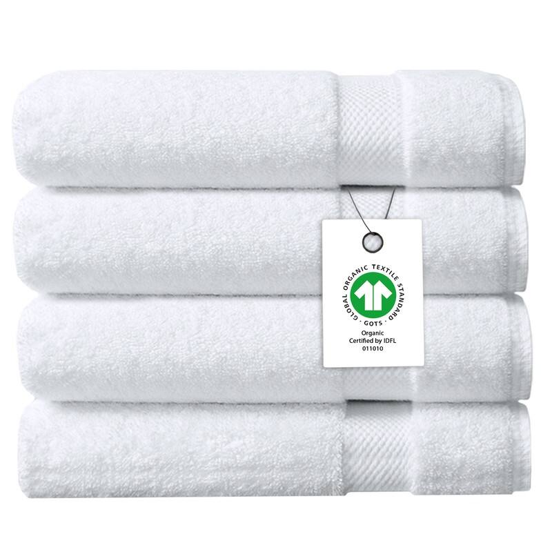 Delara Organic Cotton Feather Touch Quick Dry 650 GSM Bath Sheet, 36"X70" - Pack of 4 - White