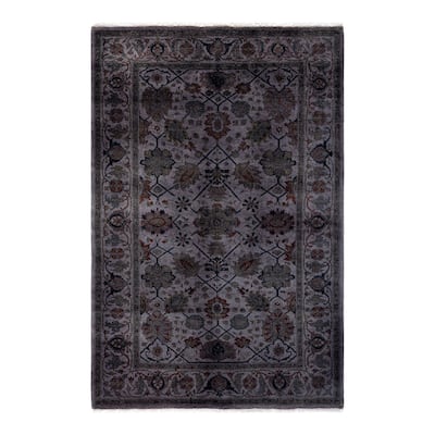 Overton Hand Knotted Wool Vintage Inspired Modern Contemporary Overdyed Gray Area Rug - 3' 4" x 5' 0"