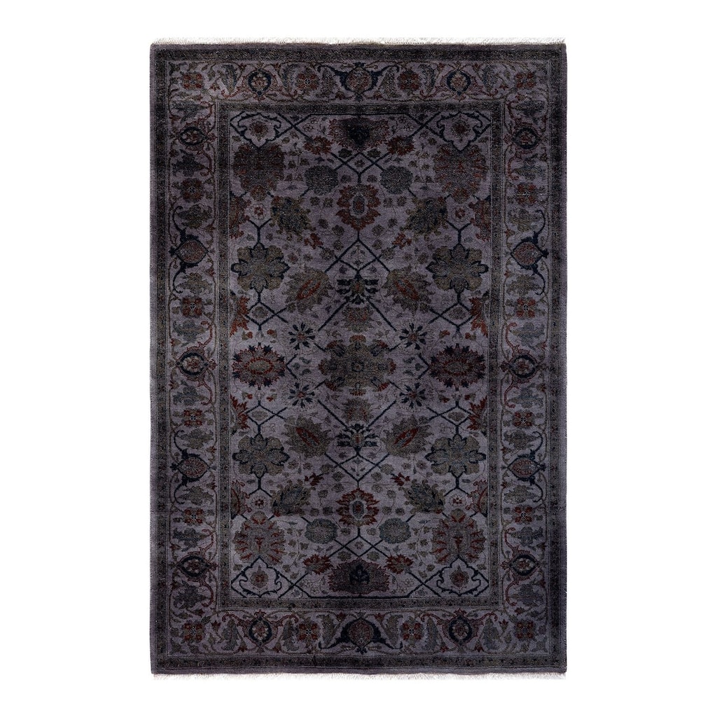 Overton Hand Knotted Wool Vintage Inspired Modern Contemporary Overdyed Gray Area Rug - 3' 4" x 5' 0"