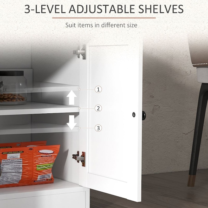 Modern Multifunctional Sideboard Cabinet with Adjustable Shelves Wood Grain Top - 47.75" W x 14.5" D x 29.5" H