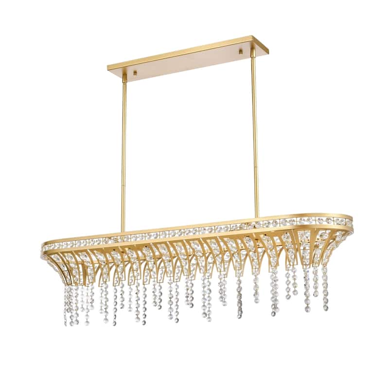 Fantania 36-inch Wide 4-Light Linear Chandelier in Champagne Gold - 36in W x 10in D x 9in H