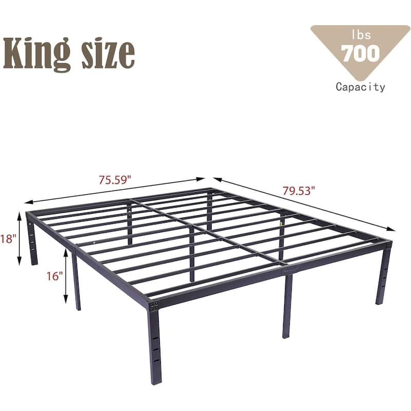 alazyhome 18 inch Heavy Duty Metal Platform Bed Frame with Storage