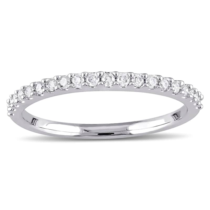 Miadora 10k White Gold 1/5ct TDW Diamond Stackable Anniversary Wedding Band Ring - 5 - White