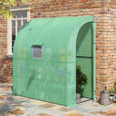 Outsunny 7' x 3' x 7' Outdoor Walk-In Greenhouse, Plant Nursery with Roll-up Windows, PE Cover, and 3 Wire Shelves