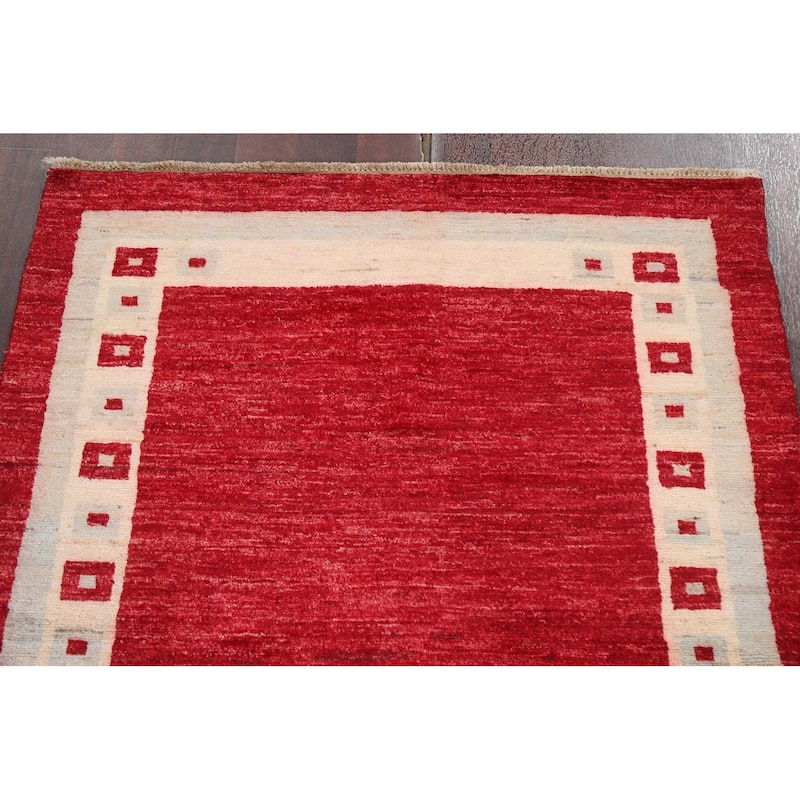 Gabbeh Kashkoli Wool Oriental Area Rug Hand-knotted Geometric Carpet - 3'2" x 5'1"