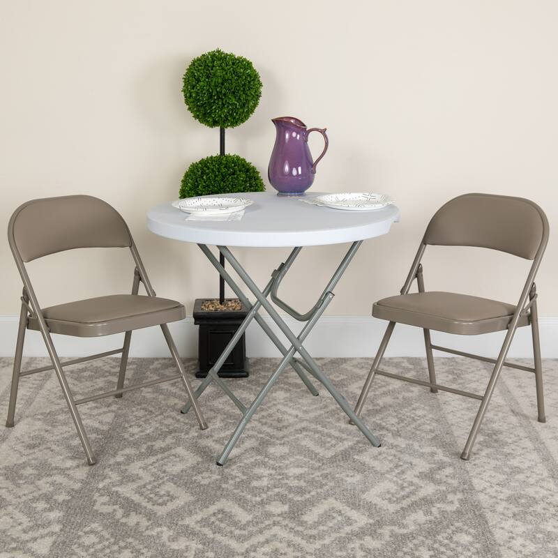 2 Pack Double Braced Vinyl Folding Chair