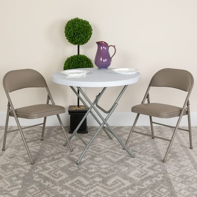 2 Pack Double Braced Vinyl Folding Chair