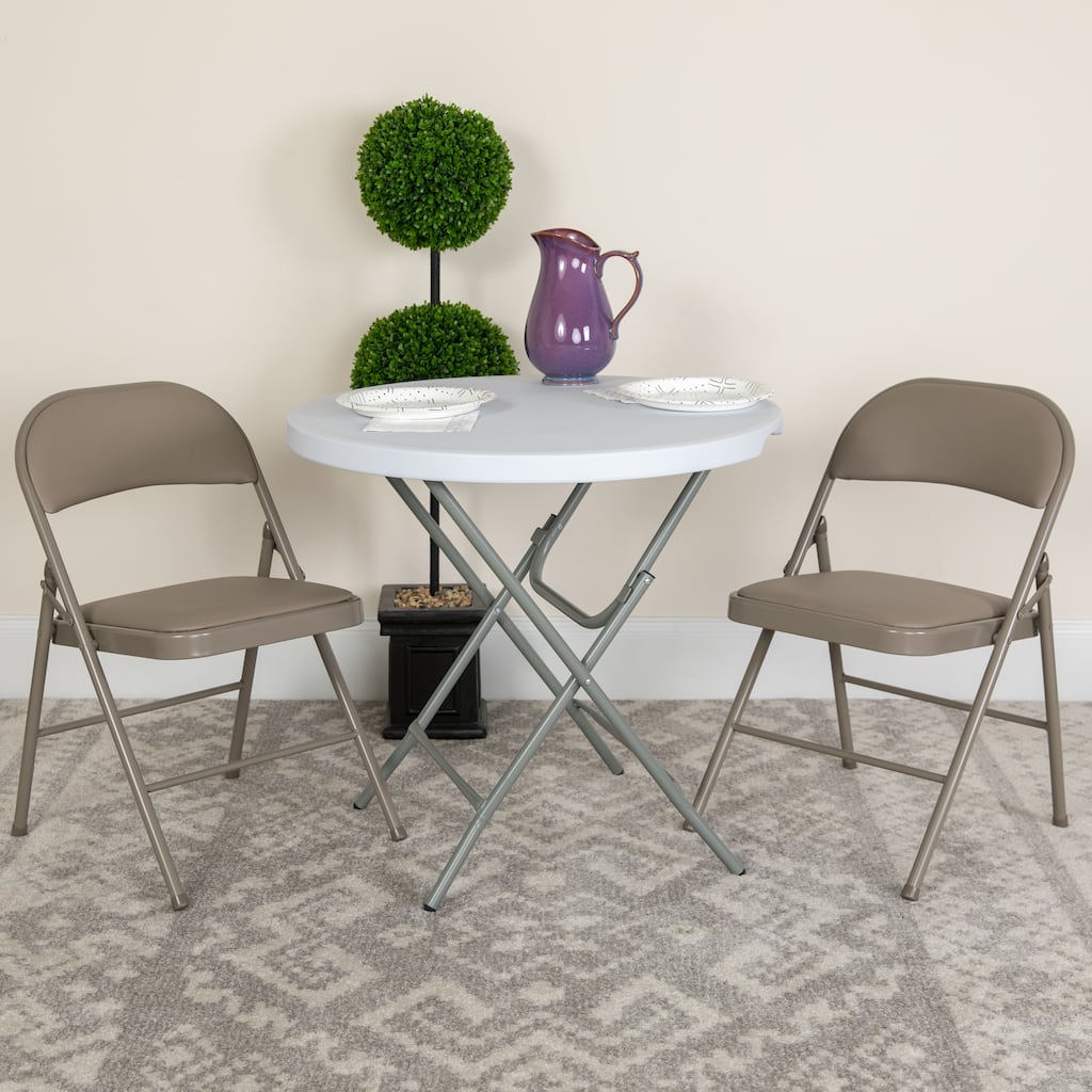 2 Pack Double Braced Vinyl Folding Chair