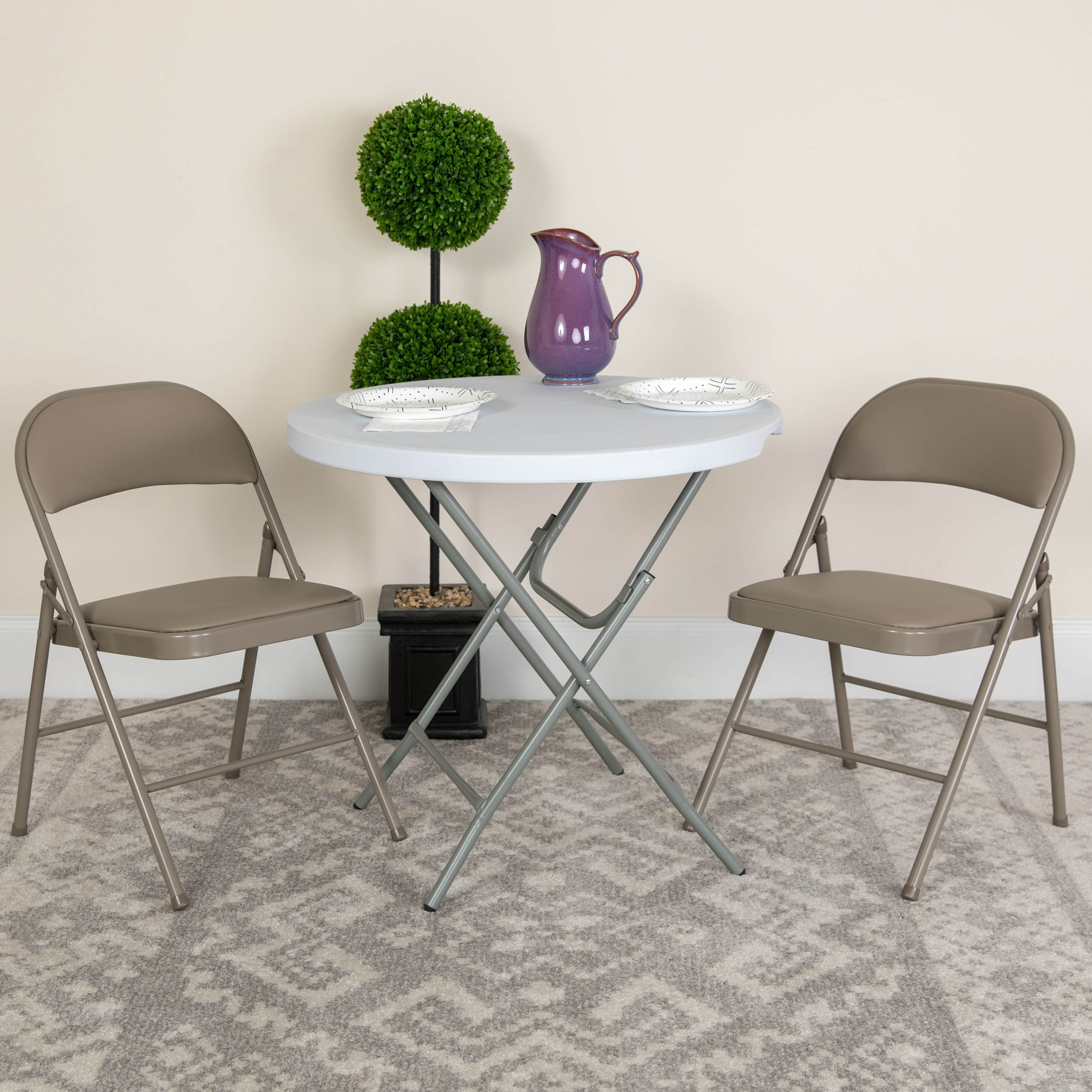 2 Pack Double Braced Vinyl Folding Chair