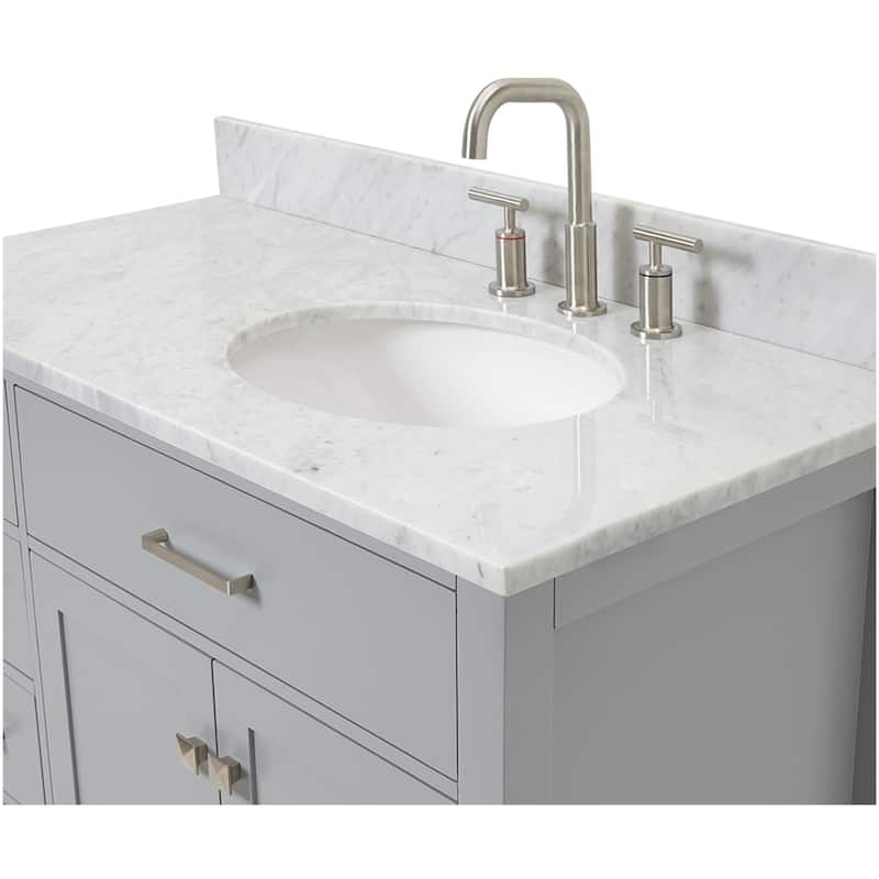 Ariel H043SRCW2OVO Bristol 42" Thick Carrara Marble Vanity Top