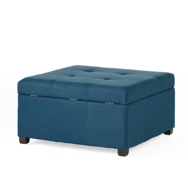 Roomfitters 35" Square Faux Leather Storage Ottoman with Lift-Top, Upholstered Footrest Bench for Living Room or Bedroom