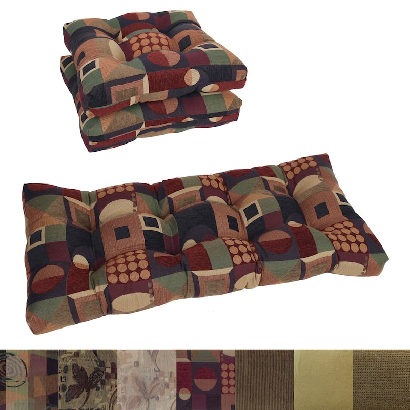 Jacquard Chenille Tufted Settee Cushions (Set of 3)