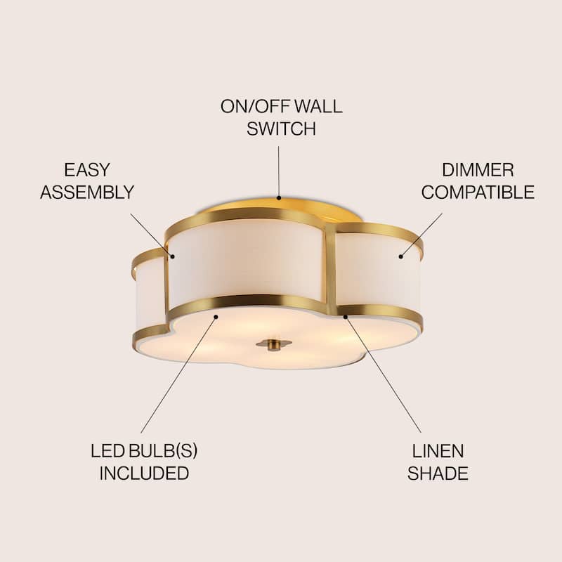 Frank Scalloped Shade Metal Classic Glam LED Flush Mount, by JONATHAN Y