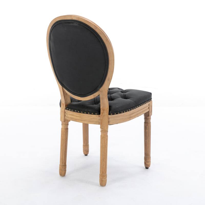 Roomfitters French Style Dining Chairs Set of 2, Tufted PU Leather Upholstered Accent Chairs and Solid Wood Legs