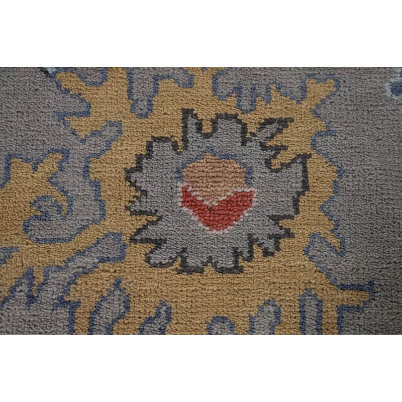 Floral Gray Oushak Oriental Large Area Rug Handmade Wool Carpet - 9'11"x 13'10"
