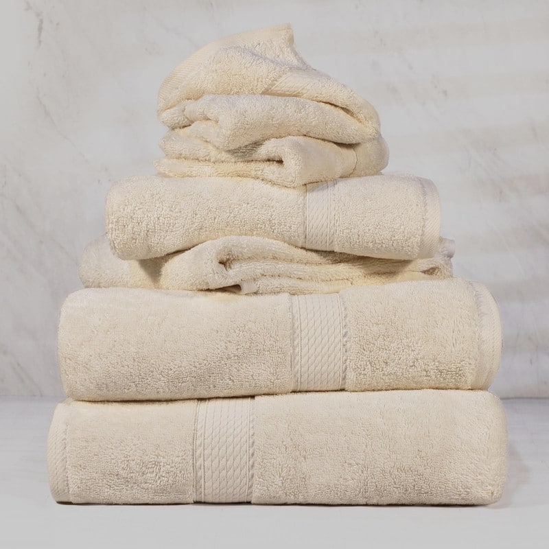 Superior Egyptian Cotton Pile Heavyweight 6-Piece Towel Set - 6-Piece Set - Cream
