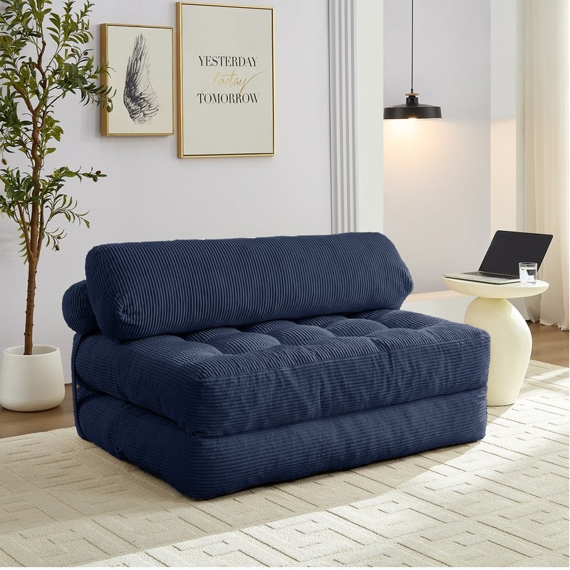 Mixoy W32''/W50'' Corded Velvet Fabric Folding Floor Lazy Futon Sofa Bed