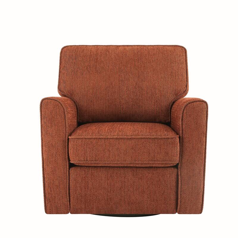 Chenille Swivel Barrel Armchair With Side Pockets