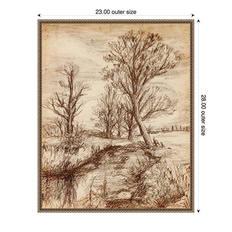 Forest View II by Melissa Wang (23 x 28 in.), Framed Canvas Wall Art Print - Sylvie Beaded Dark Gold