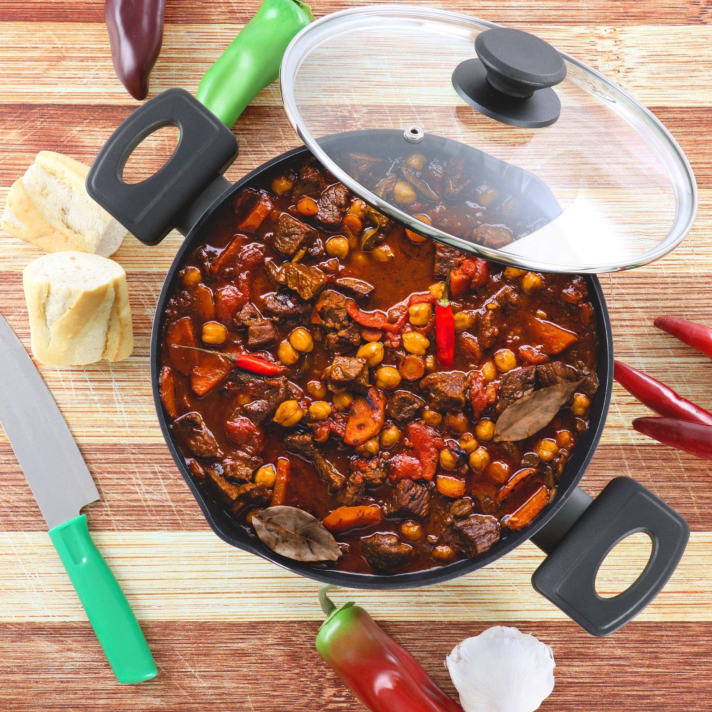 Oster Kingsway 5.5 Qt Aluminum Nonstick Dutch Oven in Black With Lid