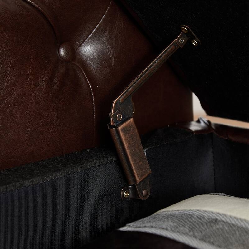 Armed Ottoman Bench PU Leather Bench Button Tufted Sofa Stool Bench Footrest Stoolfor Entryway, Living Room and Window