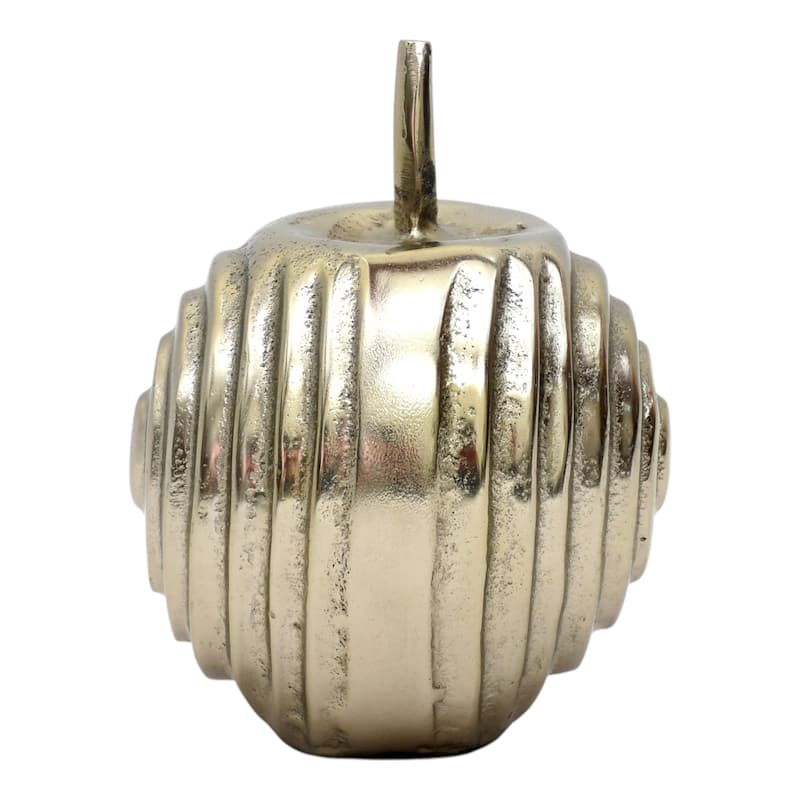 Aluminum Apple Sculpture with Modern Textured Design - 6" Gold - 5" x 5" x 6"