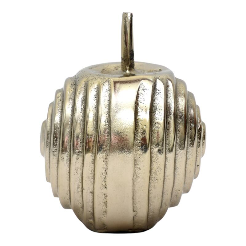 Aluminum Apple Sculpture with Modern Textured Design - 6" Gold - 5" x 5" x 6"