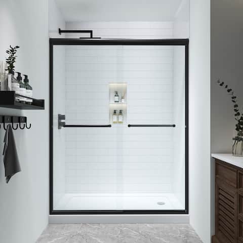 FELYL 56-60" W x 76" H Single Sliding Aluminum Framed Shower Door