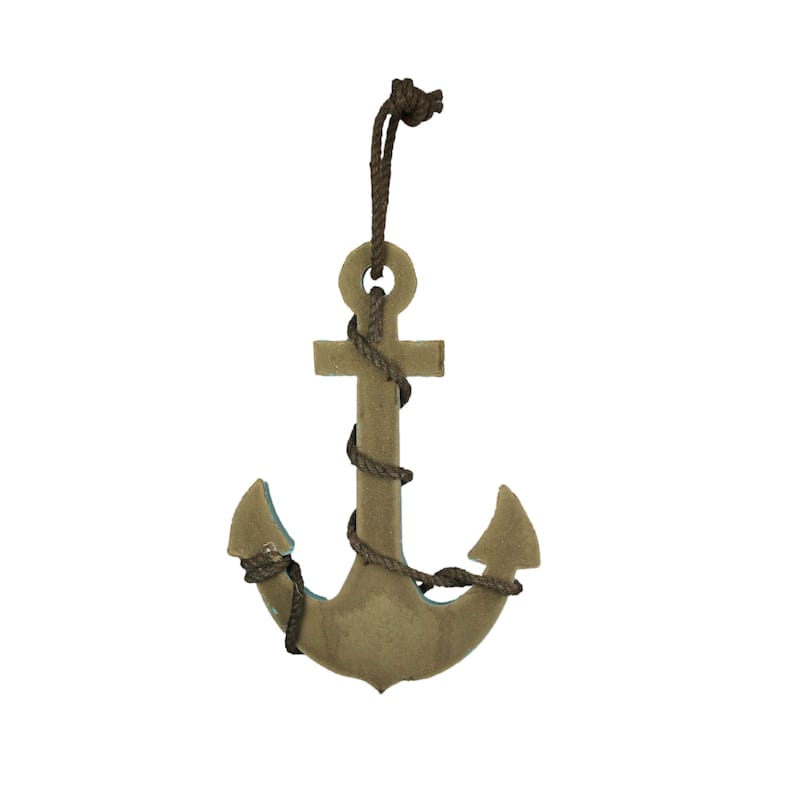 Coastal Ship's Anchor Nautical Wall Hanging Rope Accents 18.25 Inches