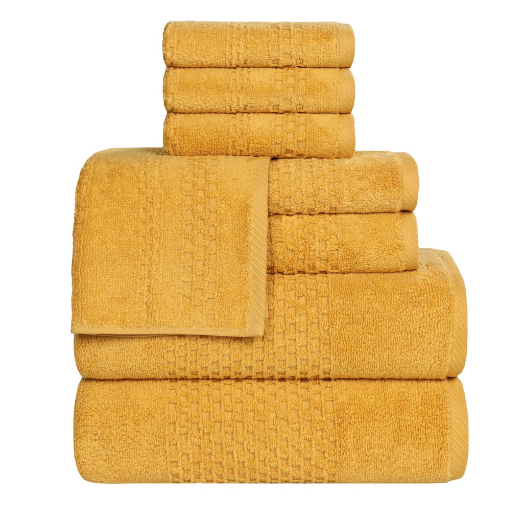 Blue Nile Mills Cotton Medium Weight Solid Waffle Textured 8 Piece Towel Set