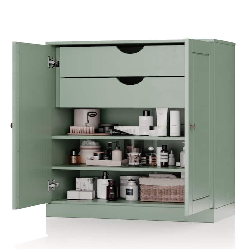 Palace Imports 100% Solid Wood 32" Bathroom Cabinet with Solid Doors, 2-Drawers and Adjustable Shelves