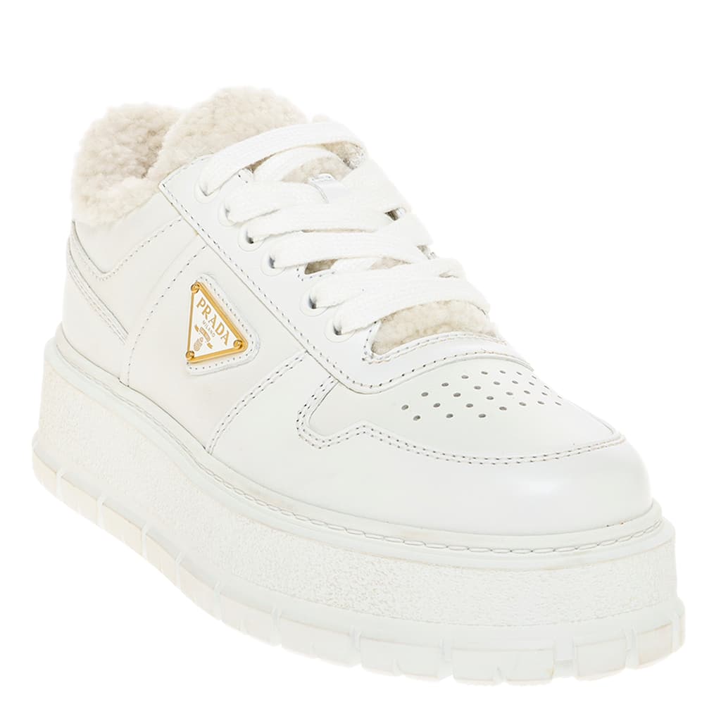Prada Shearling-Trimmed Downtown Sneakers