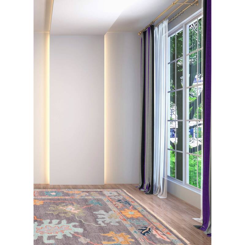 ECARPETGALLERY Hand-knotted Modern Oushak Dark Grey Wool Rug - 9'3 x 12'0