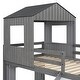 preview thumbnail 13 of 47, Playhouse-inspired Style Twin over Full Wooden Bunk Bed,Loft Bed with Playhouse,Farmhouse, Ladder, Slide and Guardrails