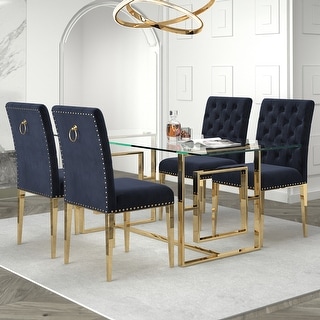 5pc Contemporary Dining Set - Gold Table with Black and Gold Chair - Bed Bath & Beyond - 36683158