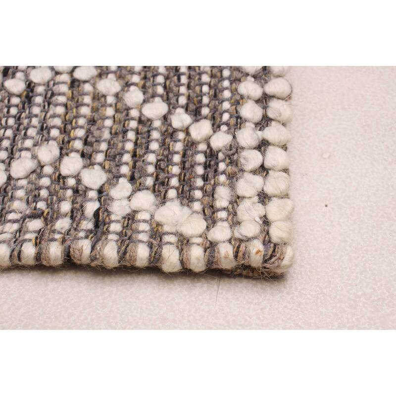 ECARPETGALLERY Braid weave Sienna Grey Wool Rug - 6'0 x 9'2